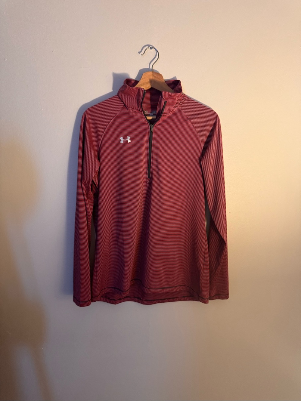 Under Armour Pink Striped 1/4 Zip Performance Pullover